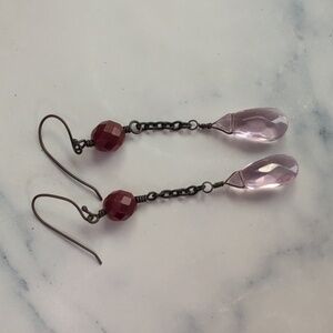 Hand Made Pink and Red Dangle Earrings